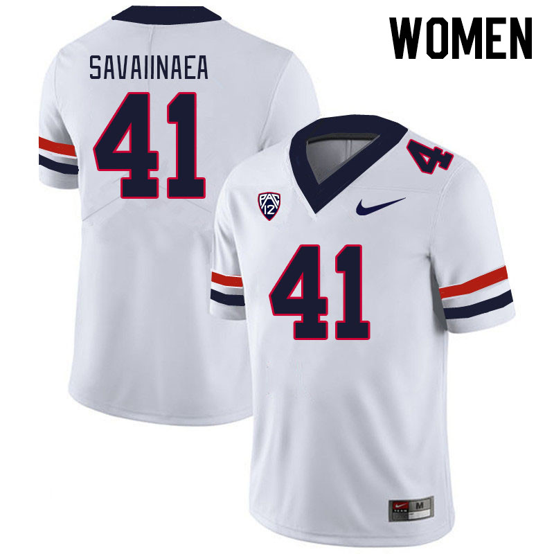 Women #41 Julian Savaiinaea Arizona Wildcats College Football Jerseys Stitched-White